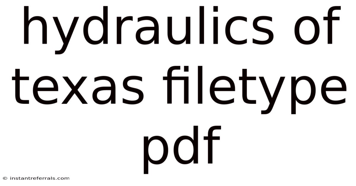 Hydraulics Of Texas Filetype Pdf