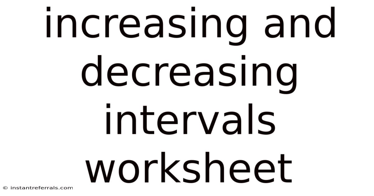 Increasing And Decreasing Intervals Worksheet