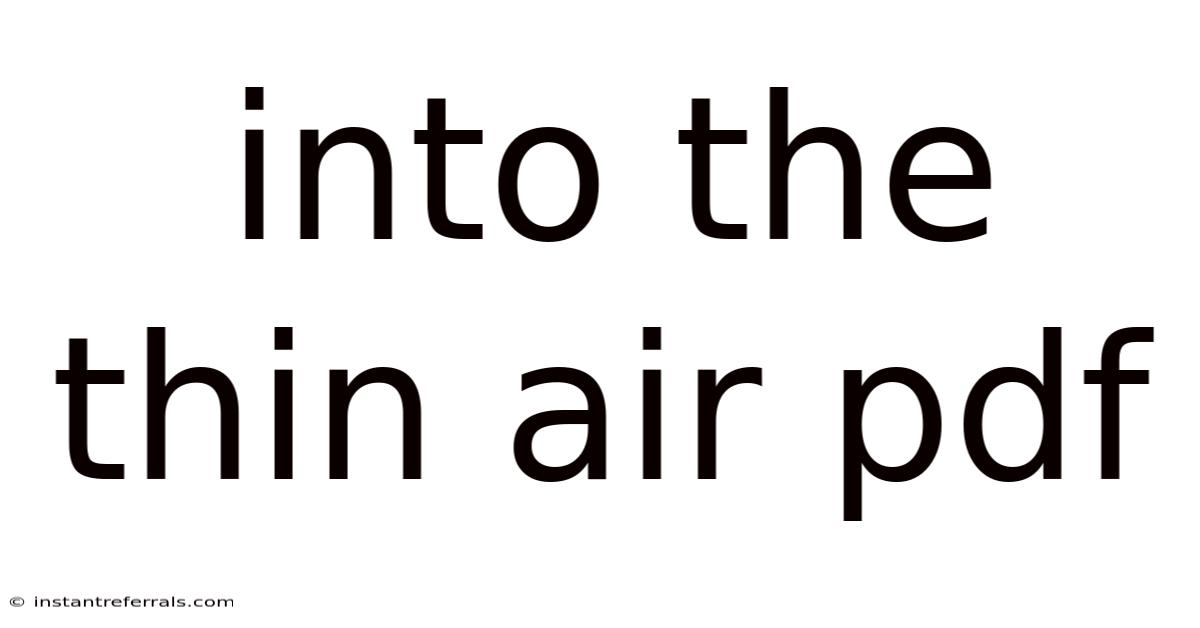 Into The Thin Air Pdf