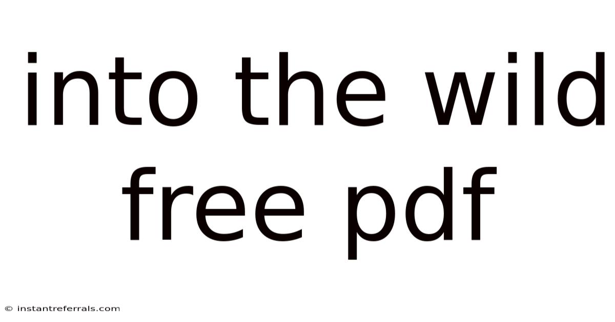 Into The Wild Free Pdf