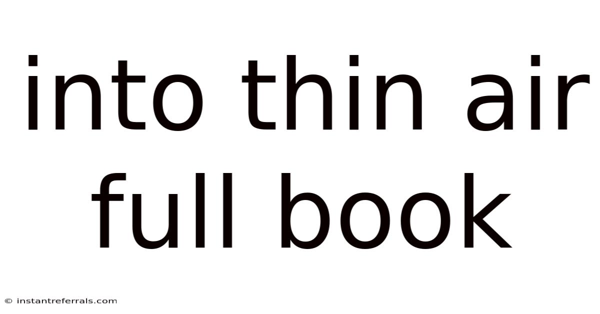 Into Thin Air Full Book
