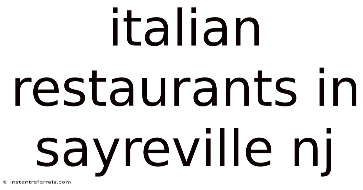 Italian Restaurants In Sayreville Nj
