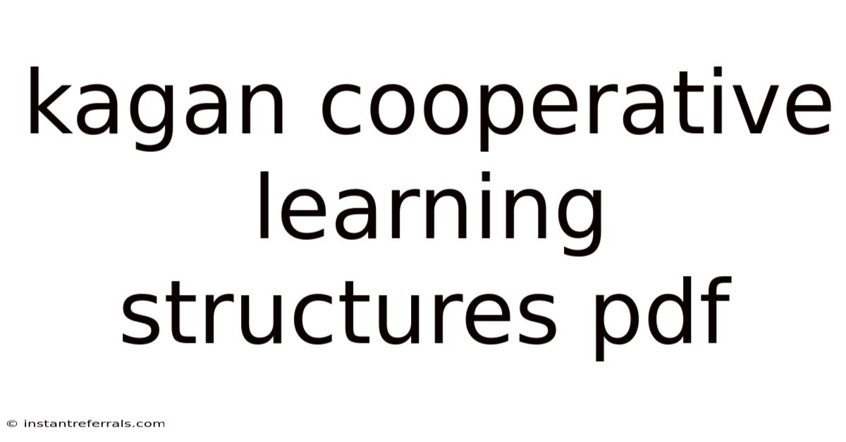 Kagan Cooperative Learning Structures Pdf