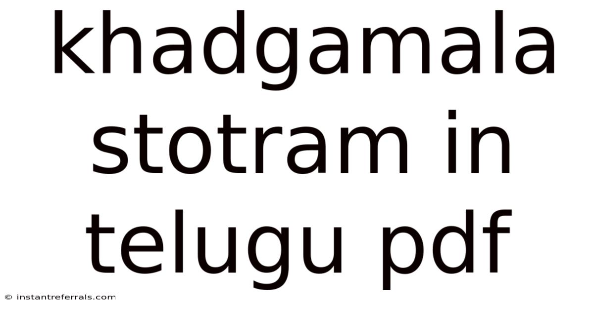 Khadgamala Stotram In Telugu Pdf