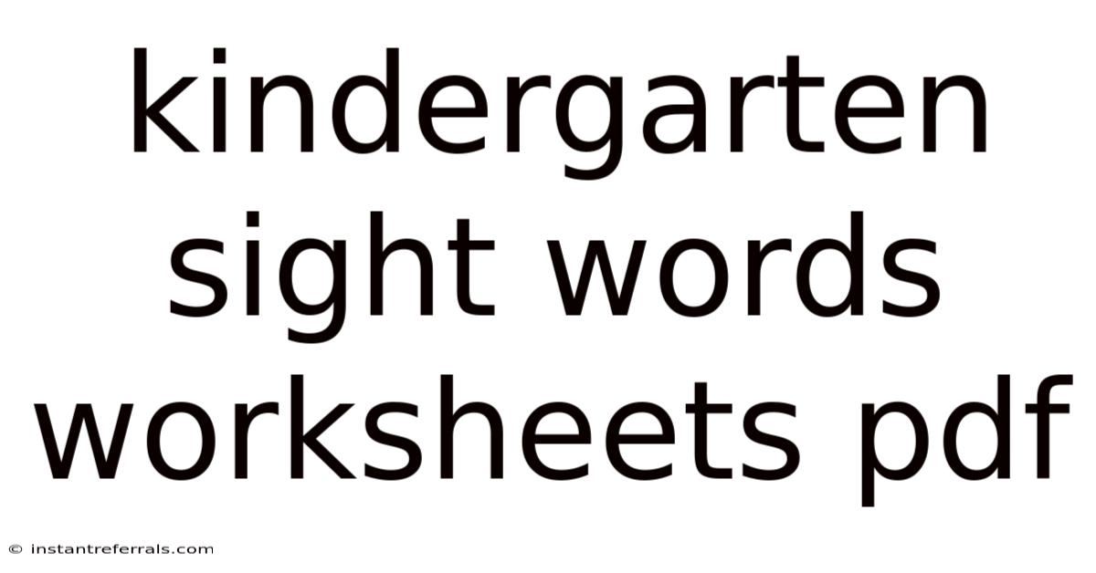 Kindergarten Sight Words Worksheets Pdf