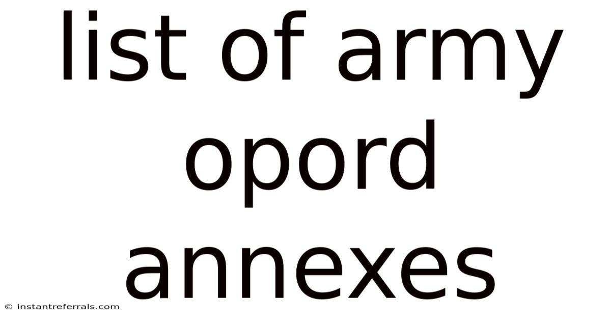 List Of Army Opord Annexes