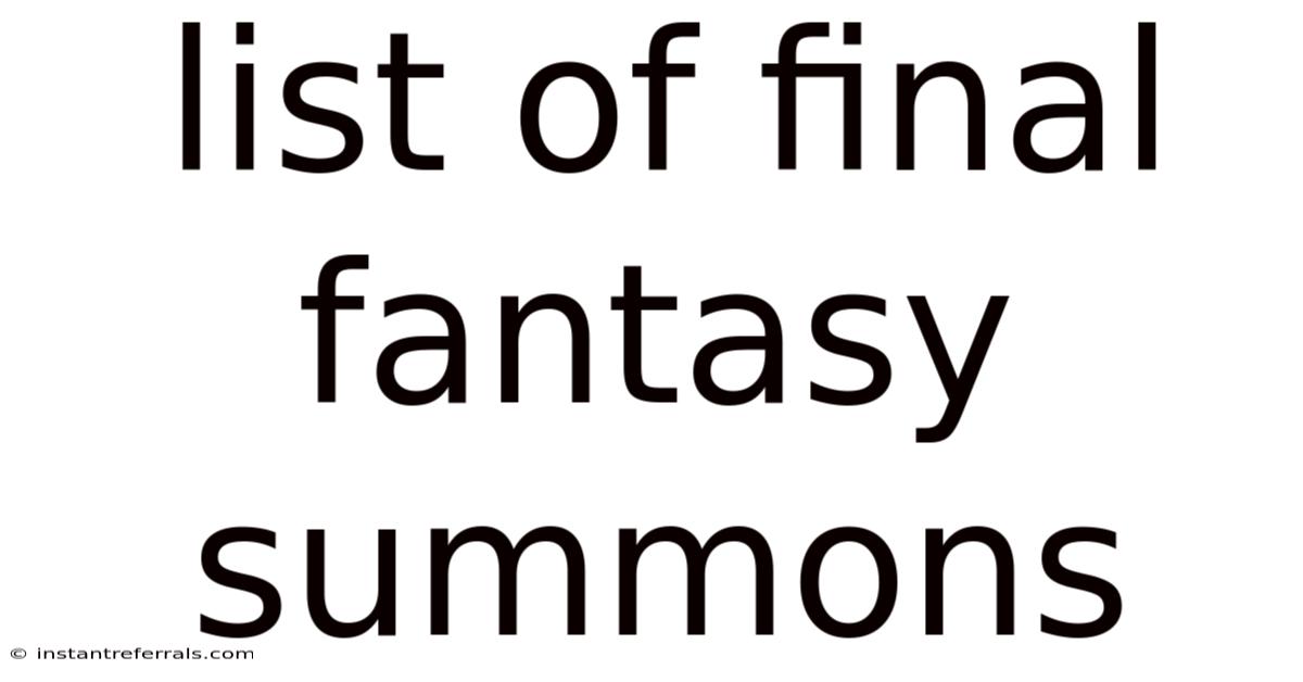 List Of Final Fantasy Summons