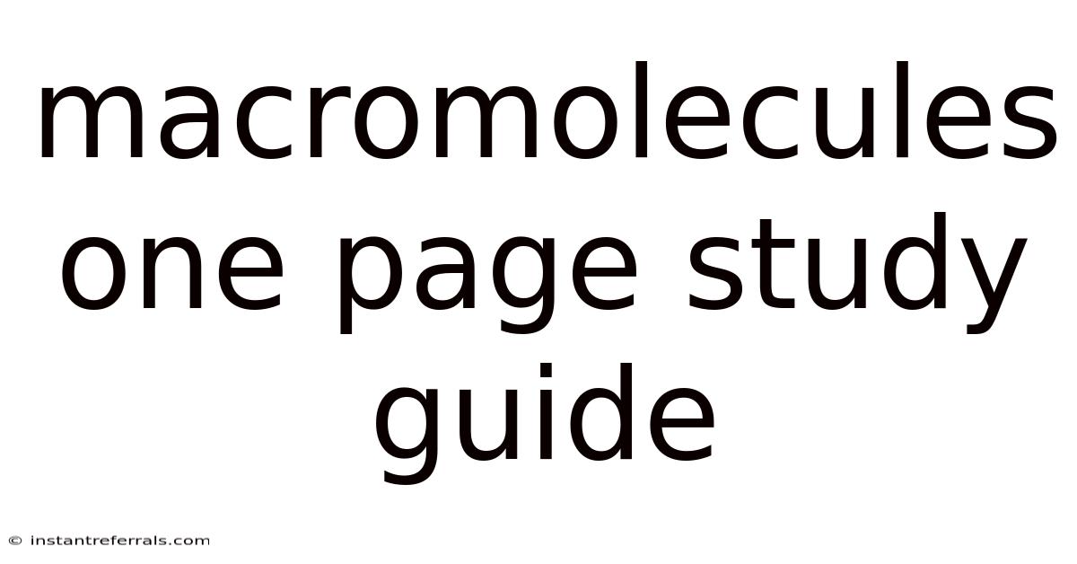 Macromolecules One Page Study Guide