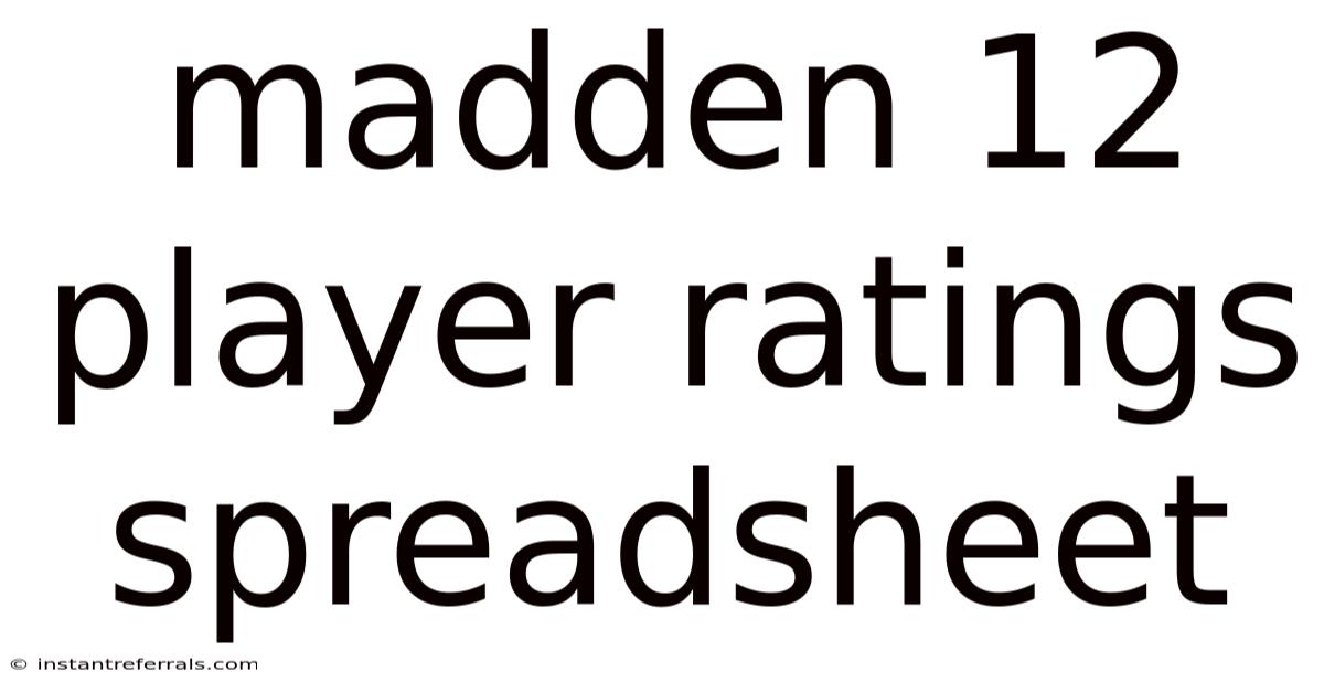 Madden 12 Player Ratings Spreadsheet