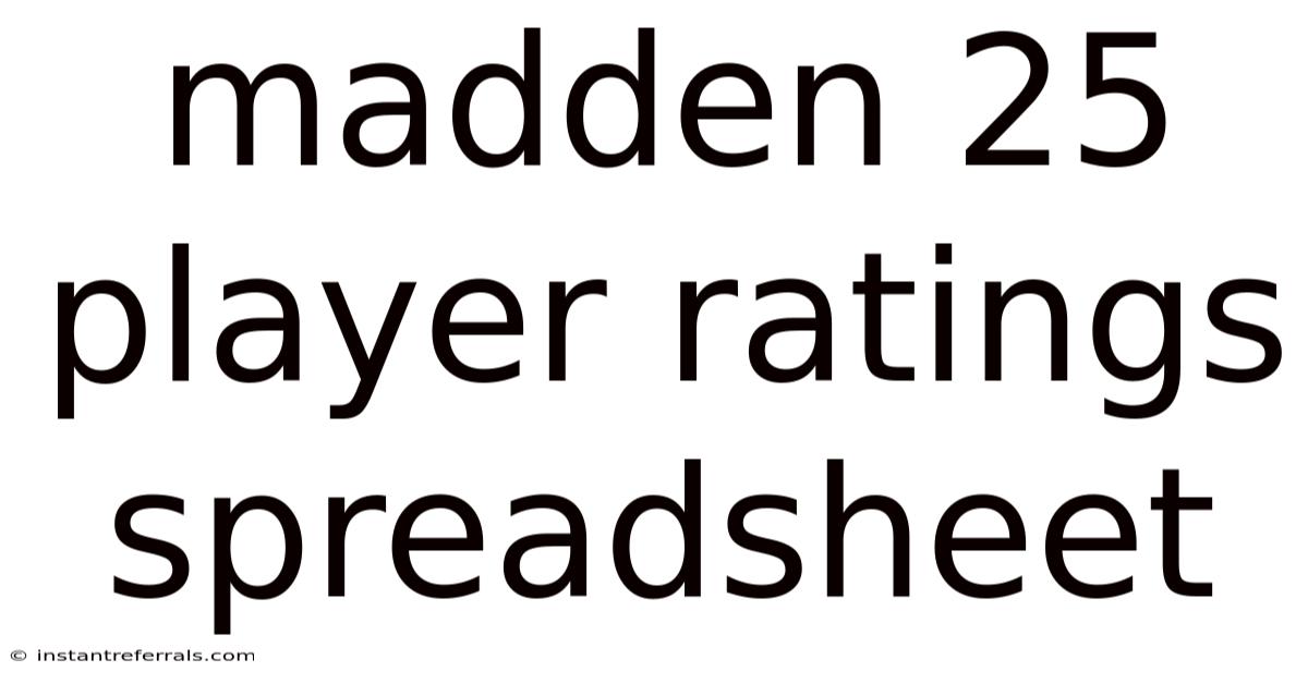 Madden 25 Player Ratings Spreadsheet