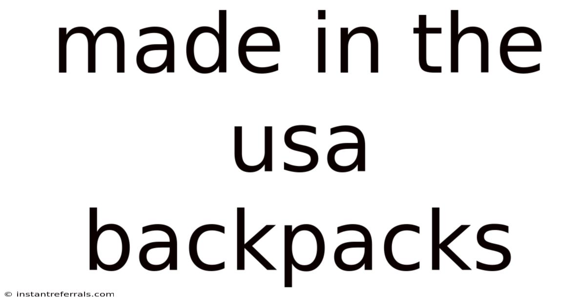 Made In The Usa Backpacks