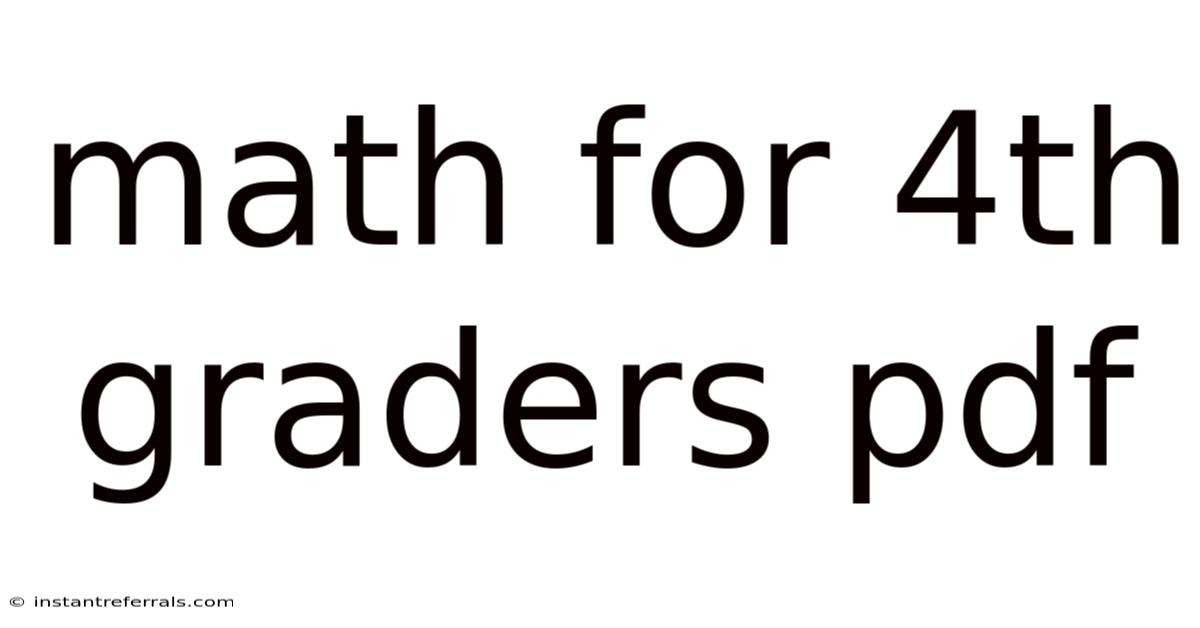 Math For 4th Graders Pdf