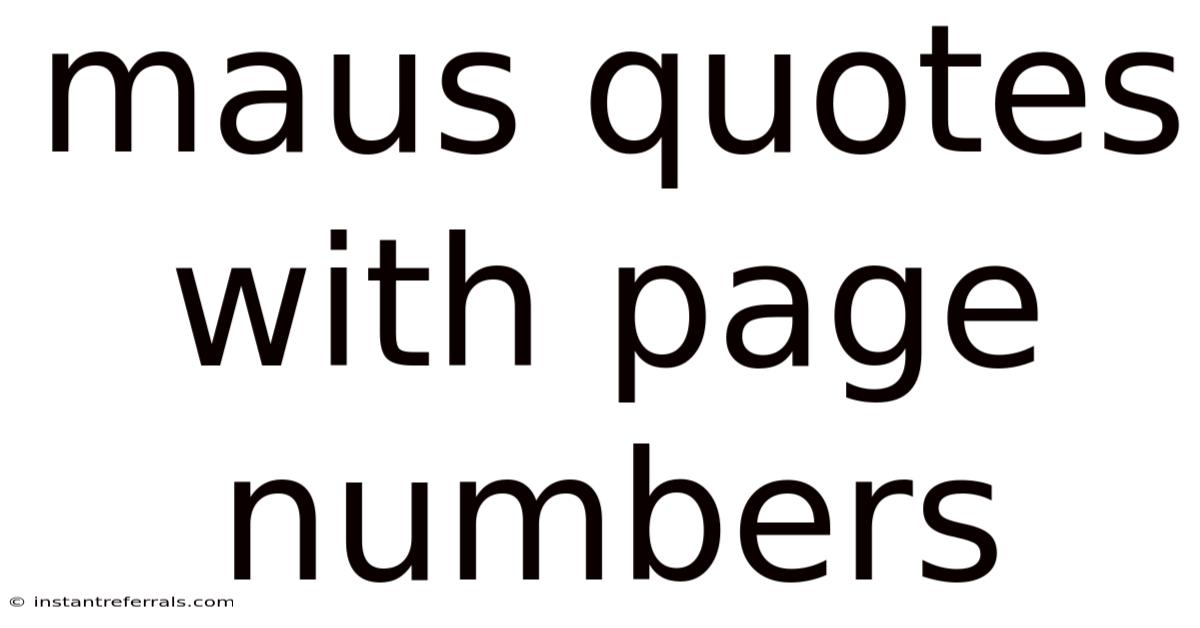 Maus Quotes With Page Numbers