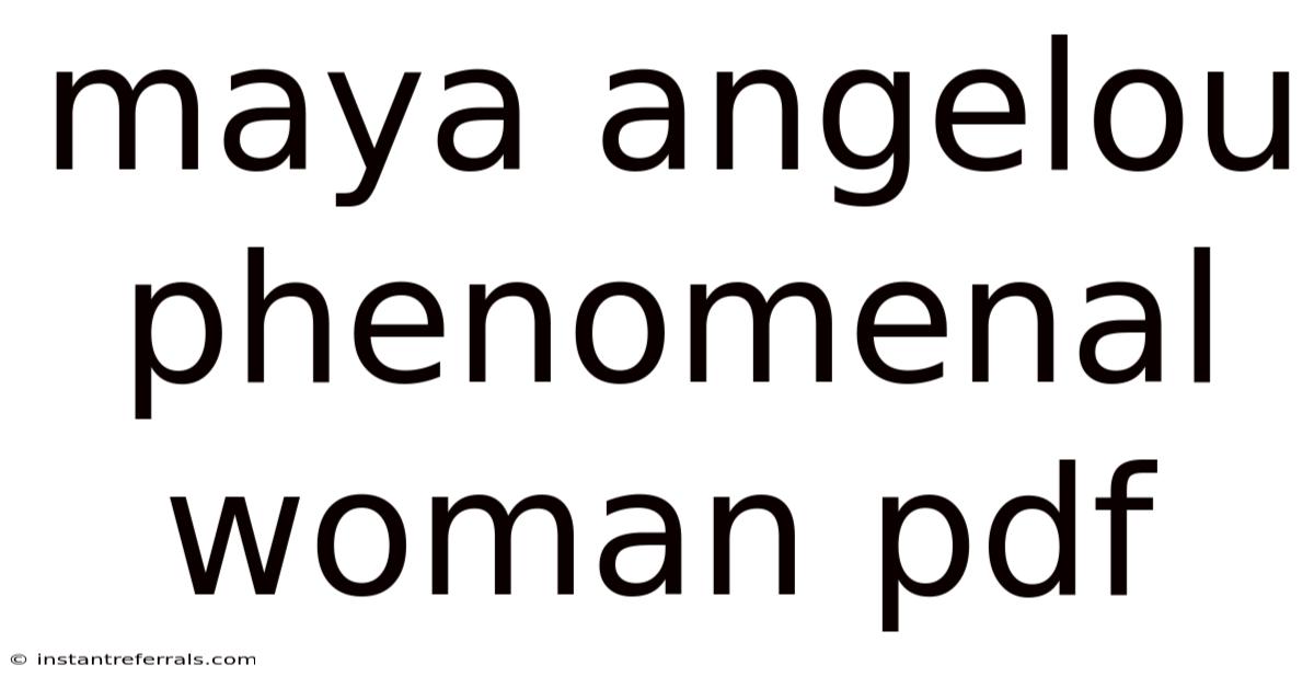 Maya Angelou Phenomenal Woman Pdf