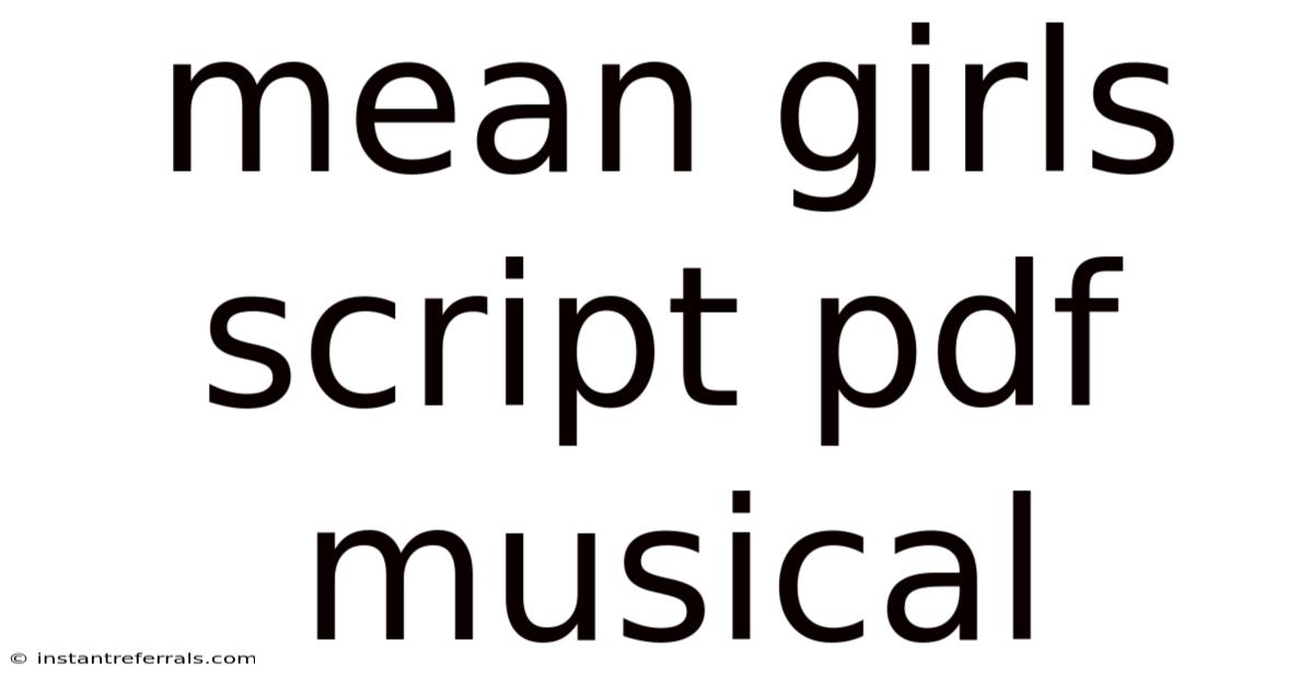 Mean Girls Script Pdf Musical