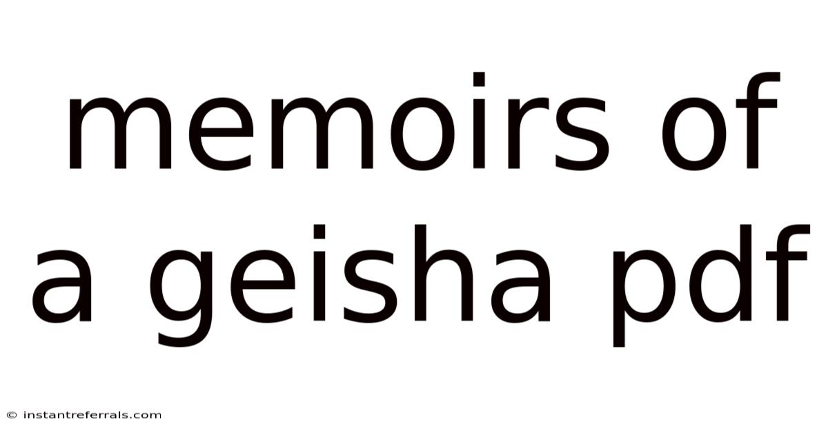 Memoirs Of A Geisha Pdf