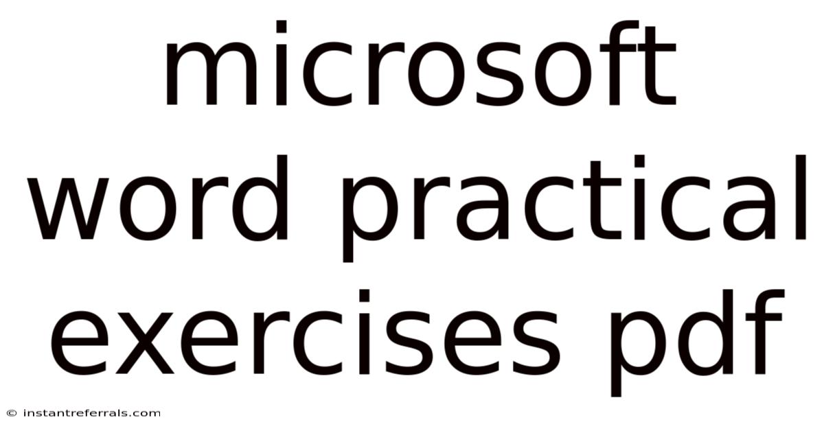 Microsoft Word Practical Exercises Pdf