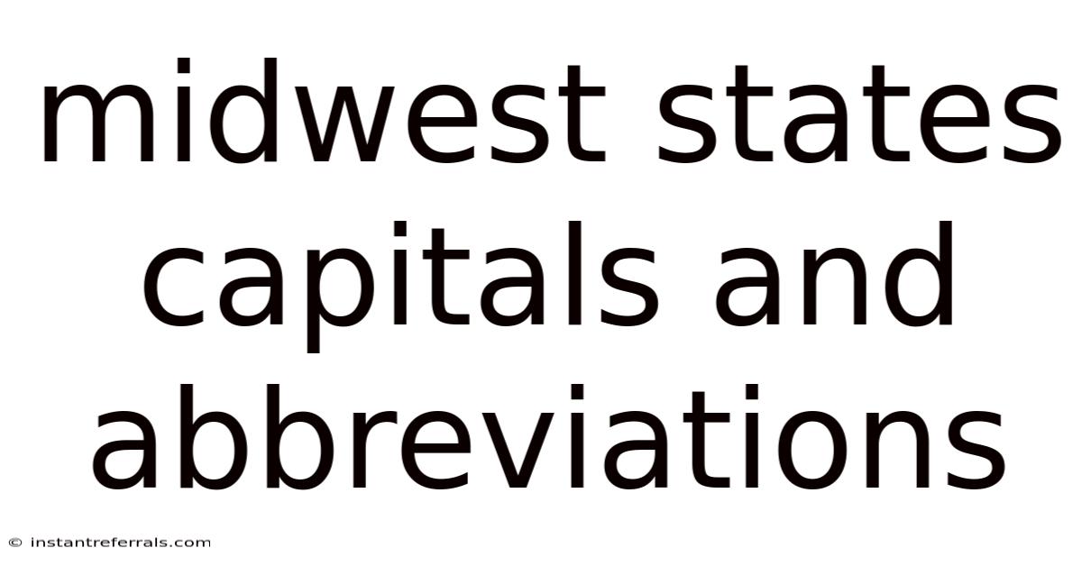 Midwest States Capitals And Abbreviations