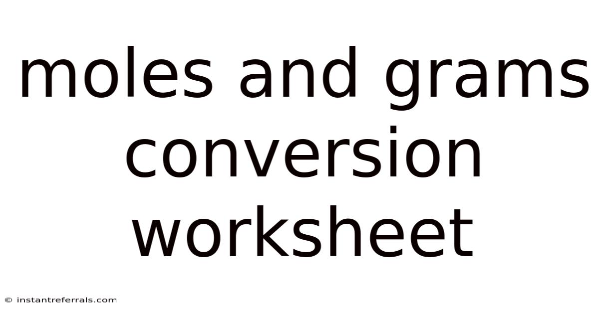 Moles And Grams Conversion Worksheet