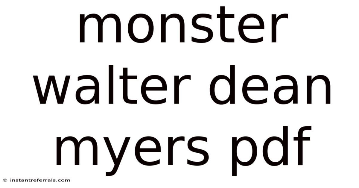 Monster Walter Dean Myers Pdf