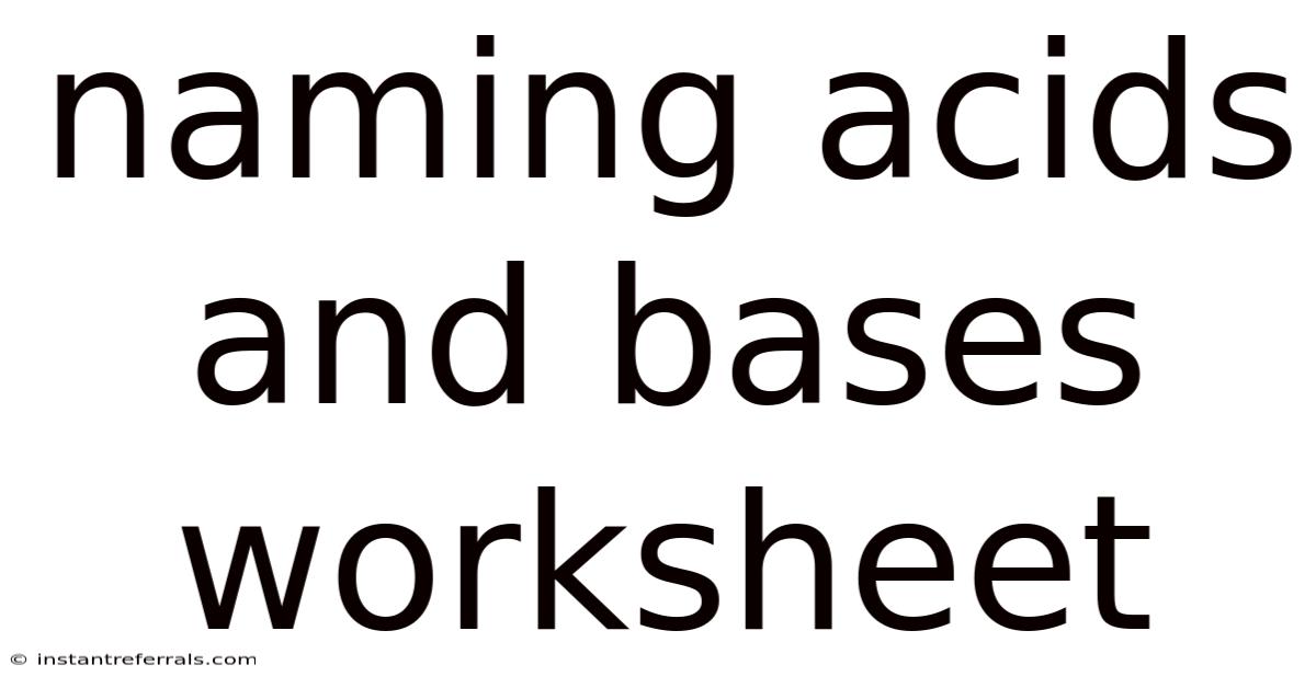Naming Acids And Bases Worksheet