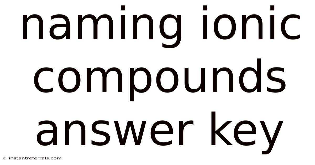 Naming Ionic Compounds Answer Key