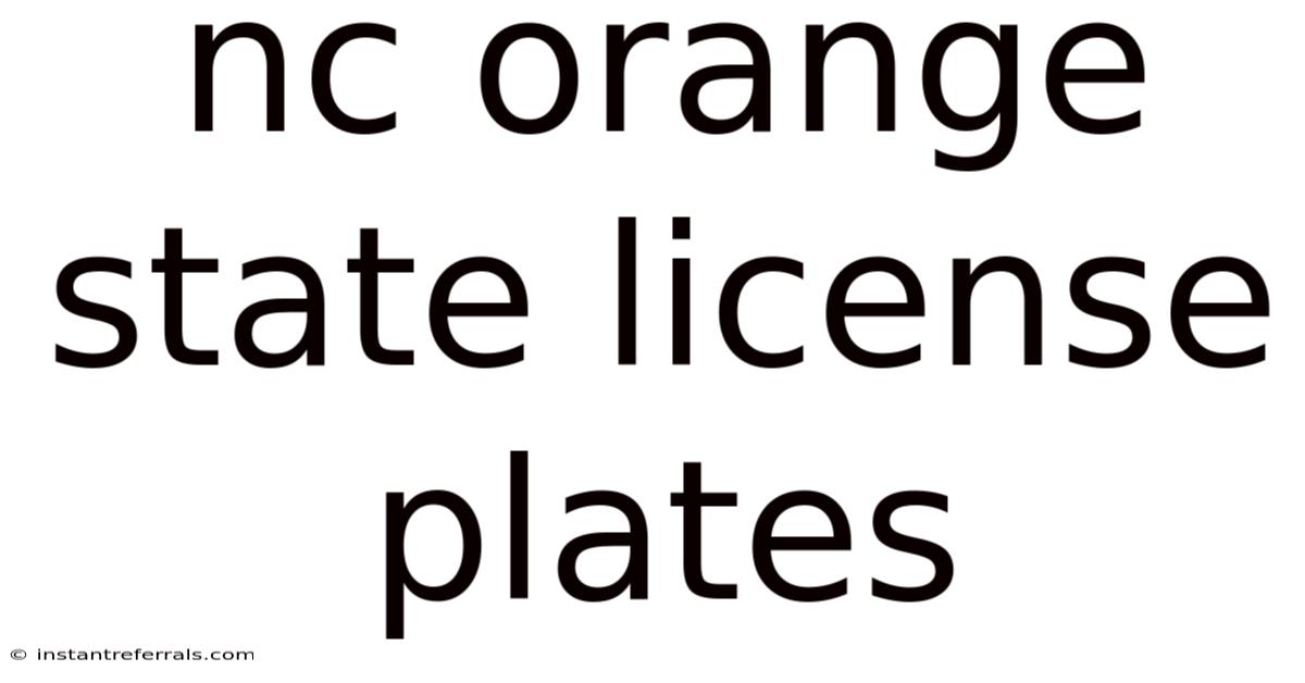 Nc Orange State License Plates