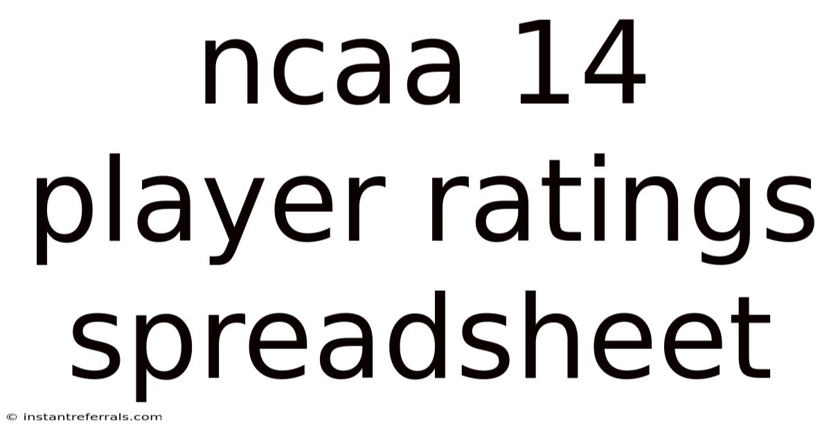 Ncaa 14 Player Ratings Spreadsheet