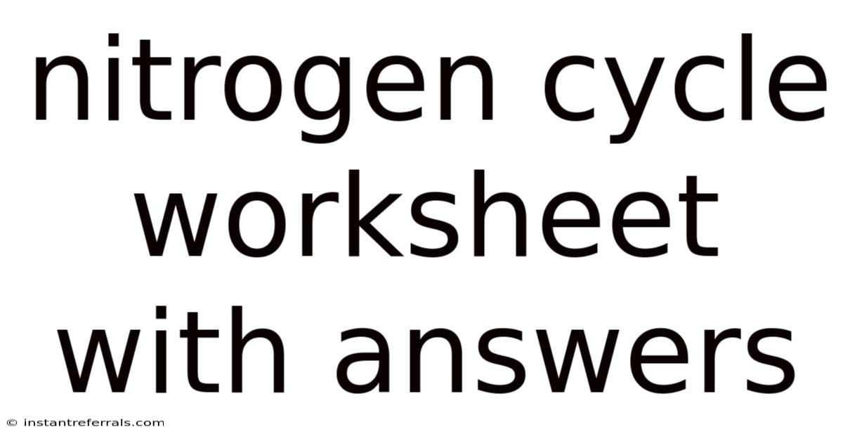Nitrogen Cycle Worksheet With Answers