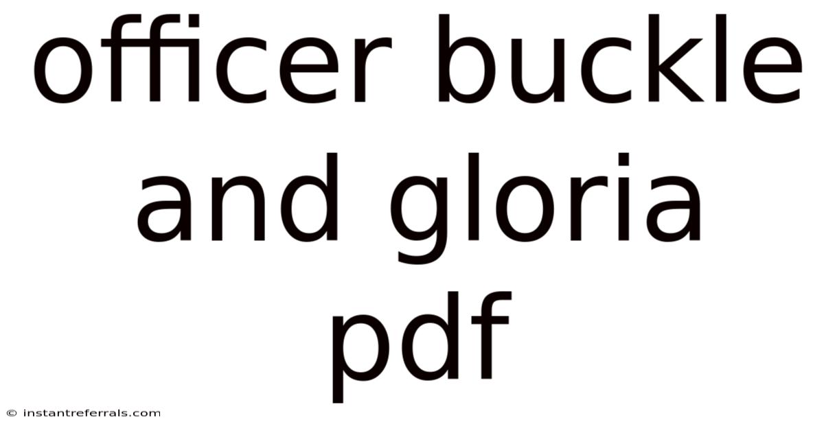 Officer Buckle And Gloria Pdf