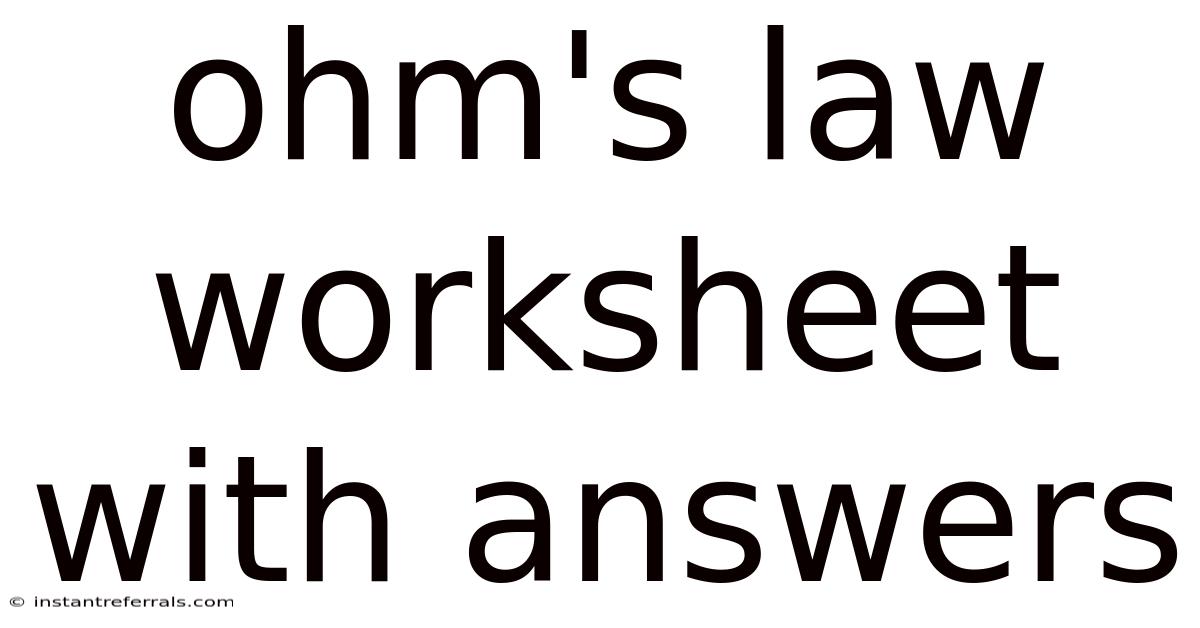 Ohm's Law Worksheet With Answers