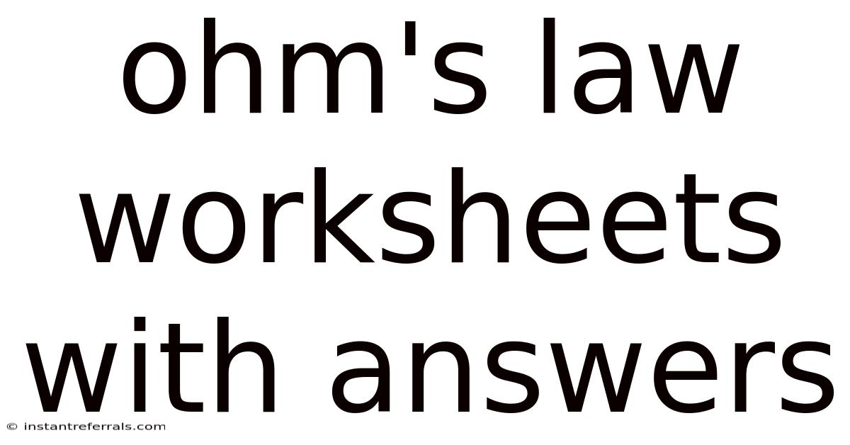 Ohm's Law Worksheets With Answers