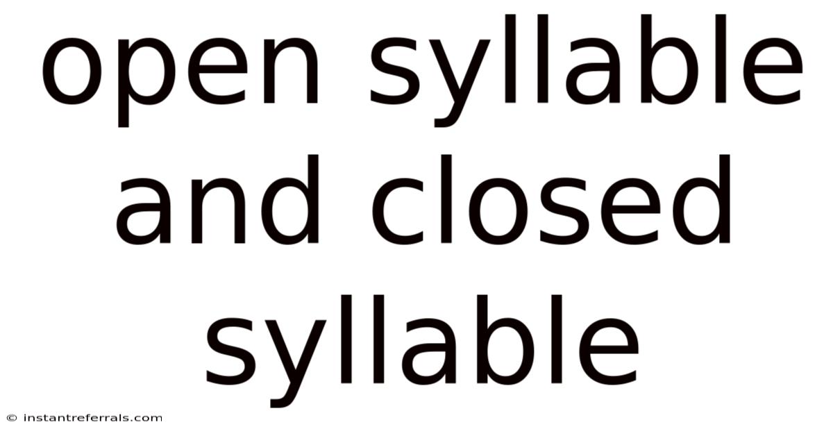 Open Syllable And Closed Syllable