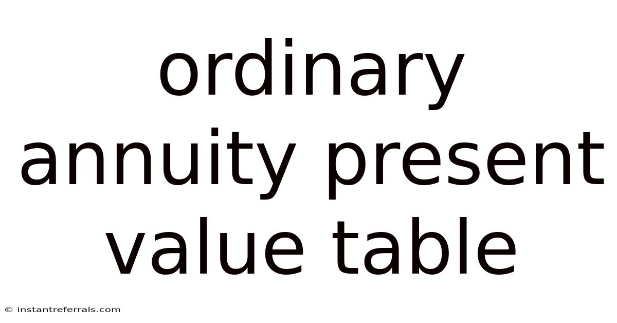 Ordinary Annuity Present Value Table