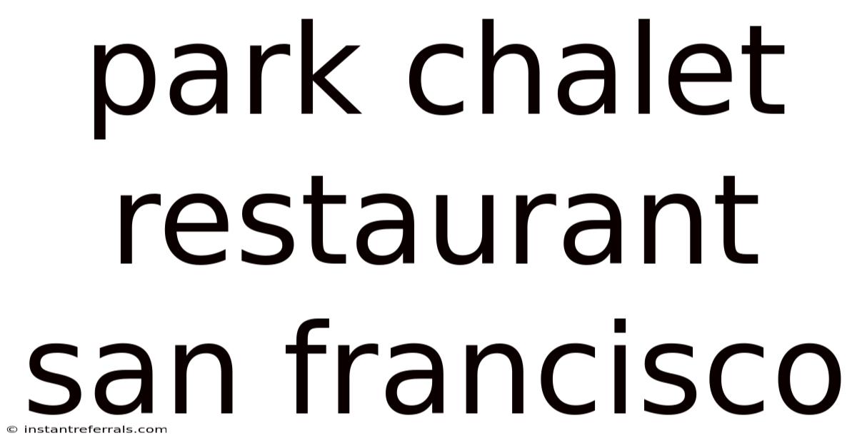 Park Chalet Restaurant San Francisco