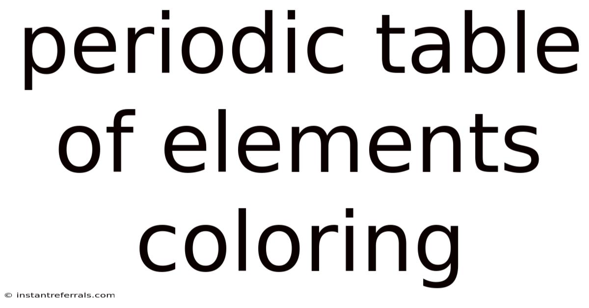 Periodic Table Of Elements Coloring
