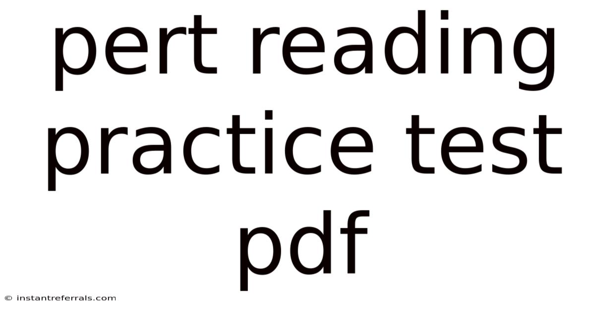 Pert Reading Practice Test Pdf