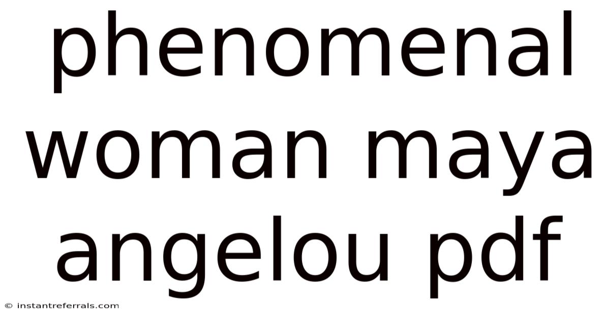 Phenomenal Woman Maya Angelou Pdf