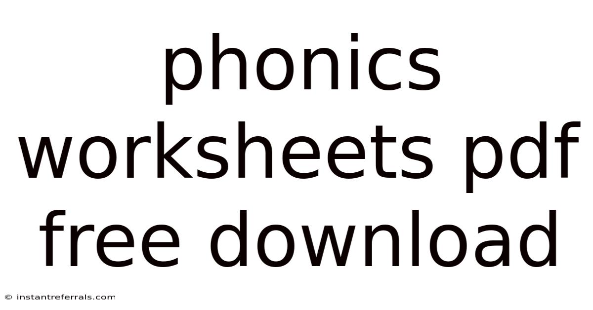Phonics Worksheets Pdf Free Download
