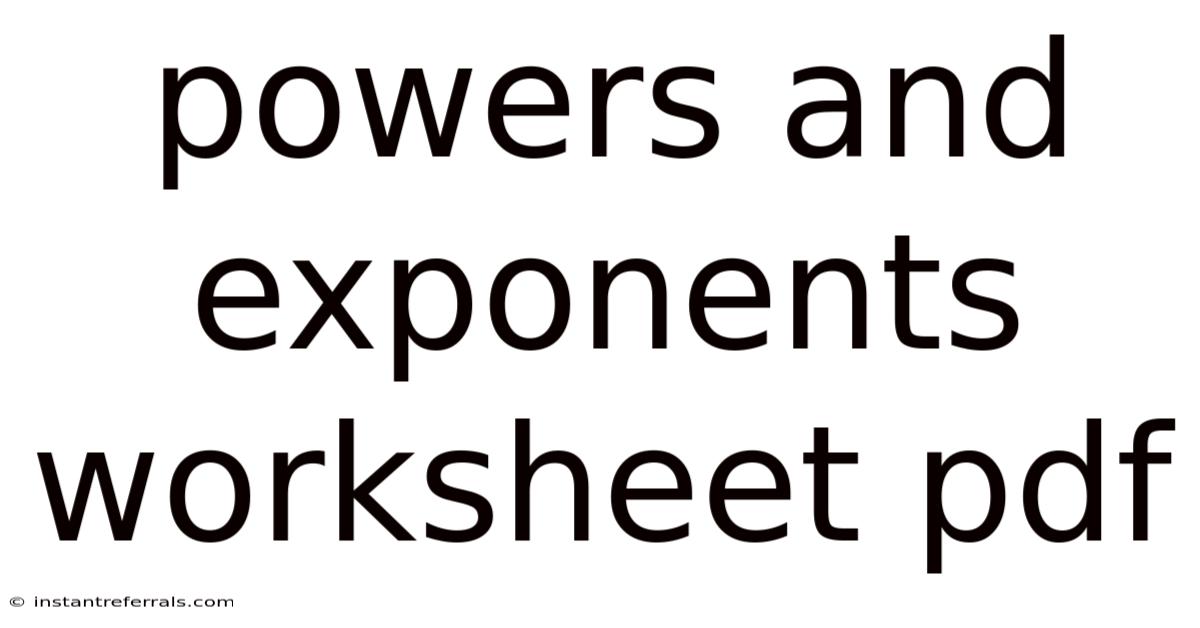 Powers And Exponents Worksheet Pdf