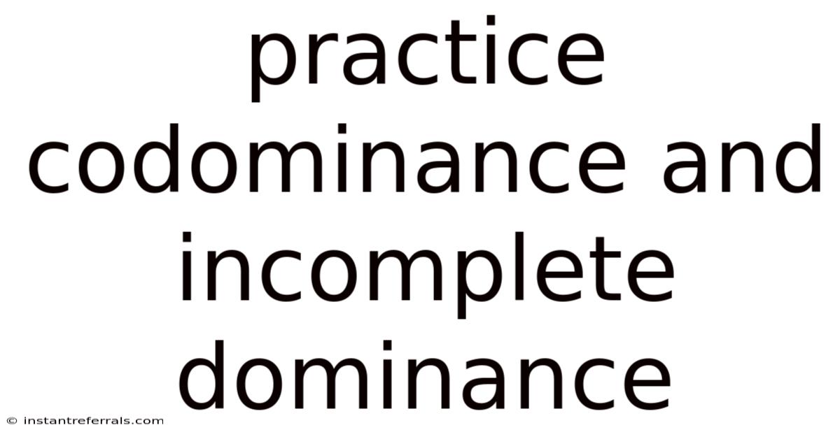 Practice Codominance And Incomplete Dominance