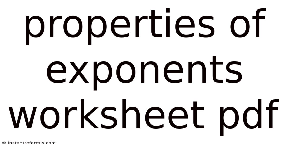 Properties Of Exponents Worksheet Pdf