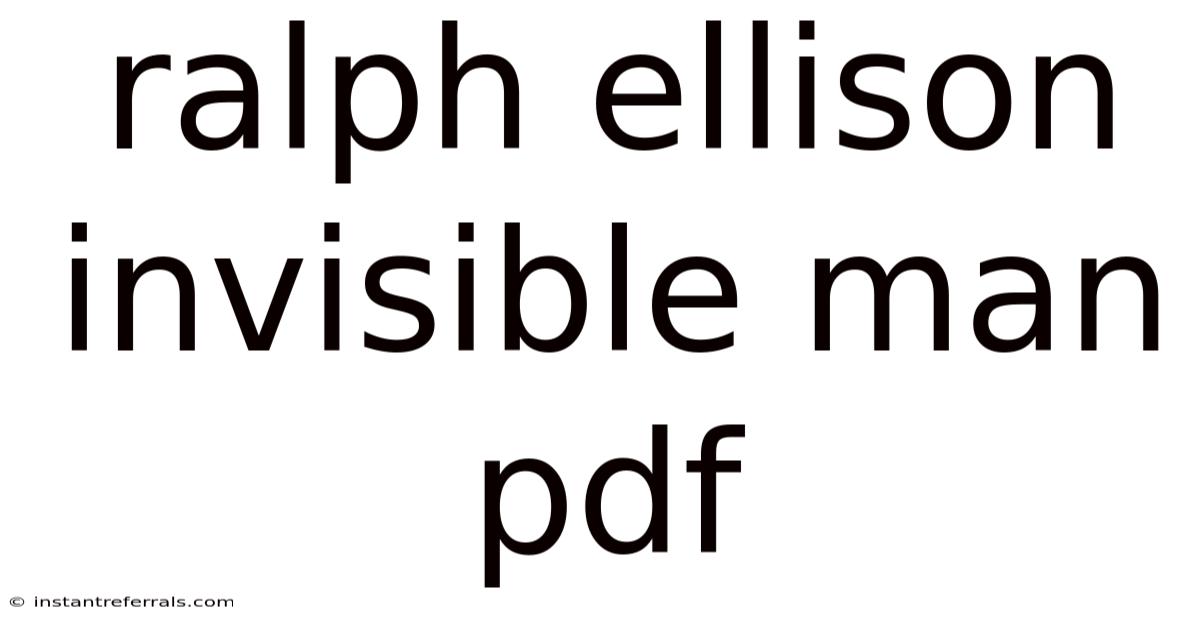 Ralph Ellison Invisible Man Pdf