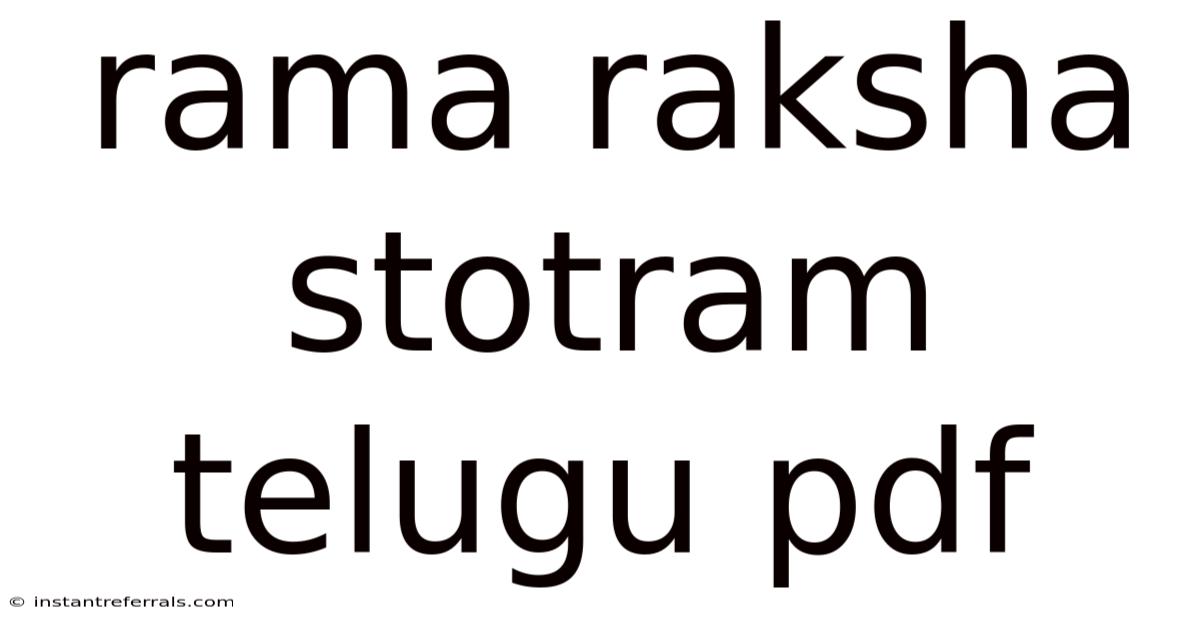 Rama Raksha Stotram Telugu Pdf