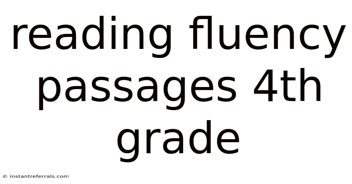 Reading Fluency Passages 4th Grade