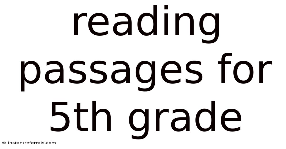 Reading Passages For 5th Grade