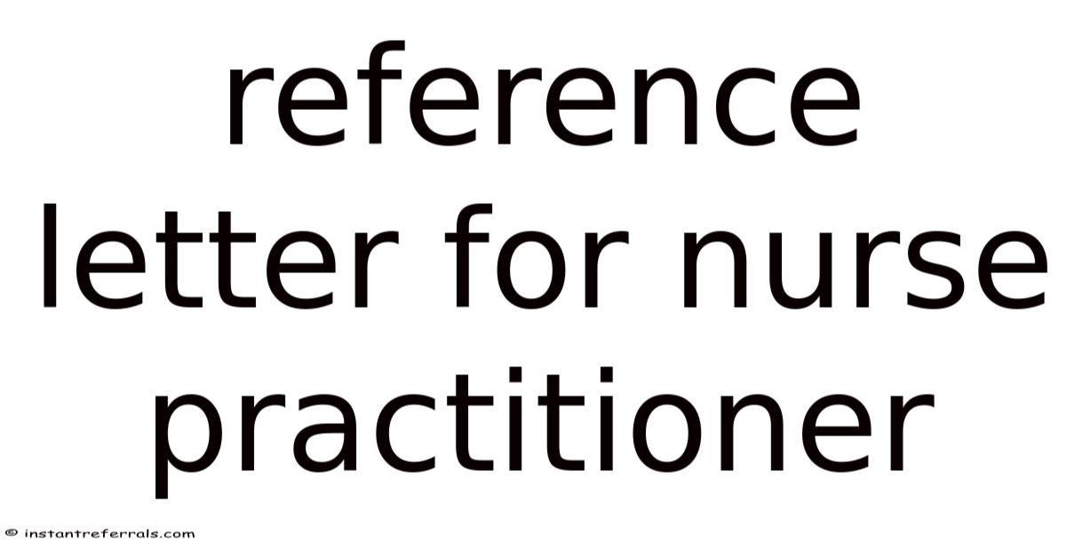 Reference Letter For Nurse Practitioner