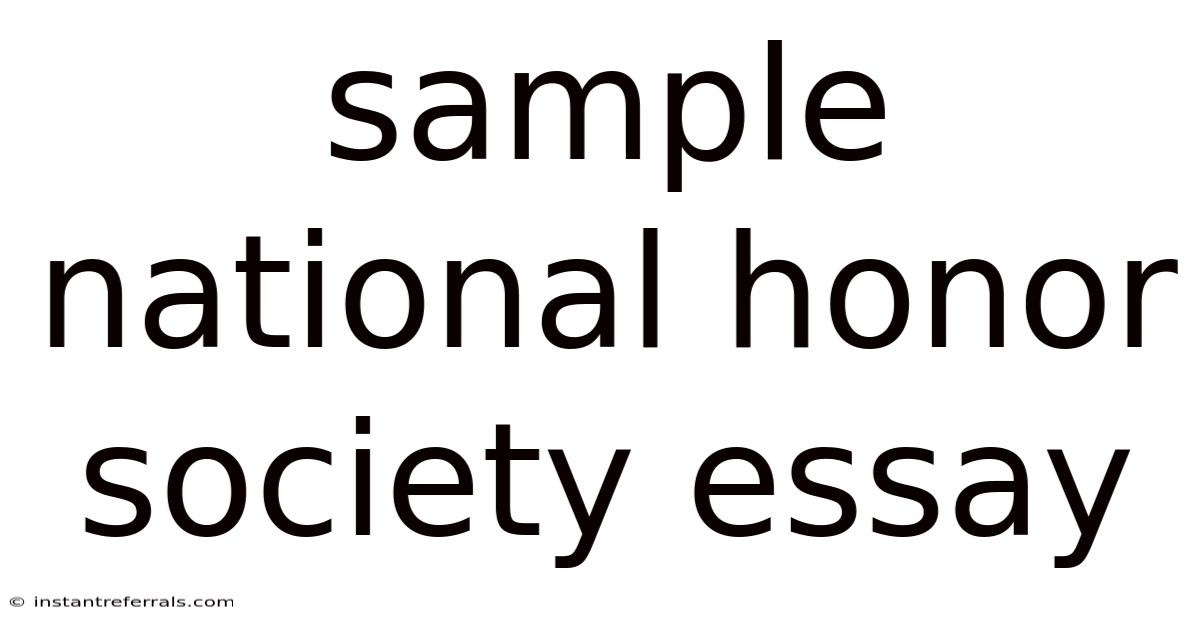 Sample National Honor Society Essay