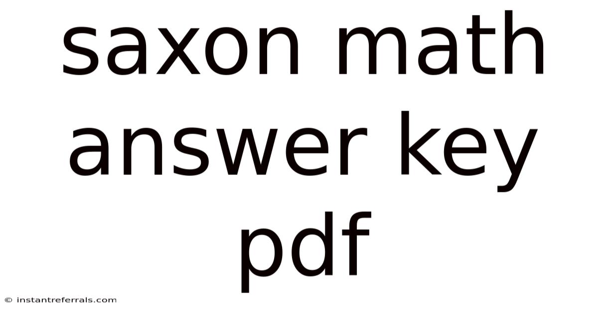 Saxon Math Answer Key Pdf