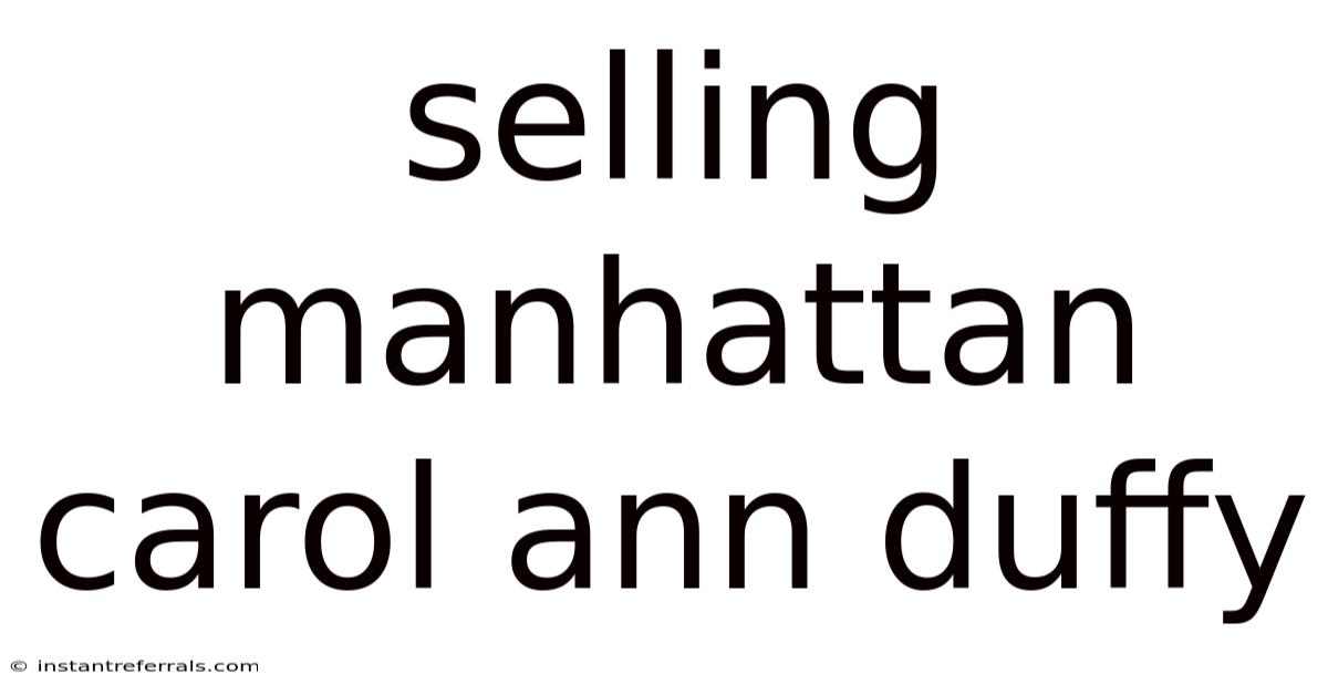 Selling Manhattan Carol Ann Duffy